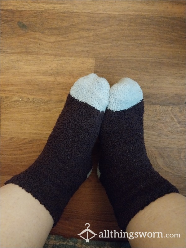 Black And Gray High Fuzzy Socks