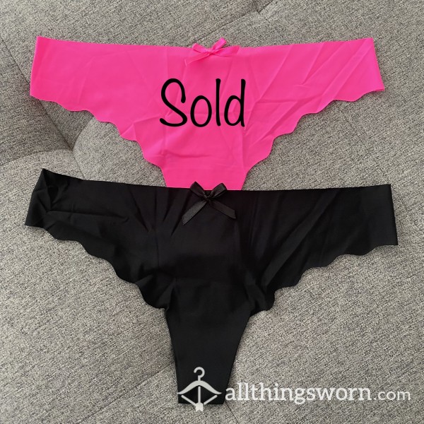 Black And Hot Pink Soft Seamless Cheeky Thongs 🖤💓