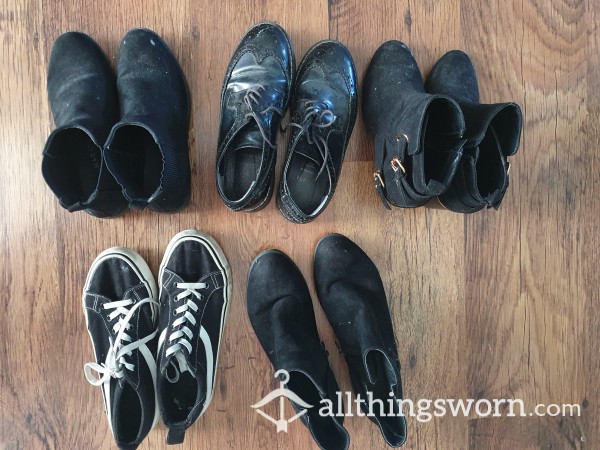 Black And Old Shoes (boots/fake Vans/oxford Shoes)