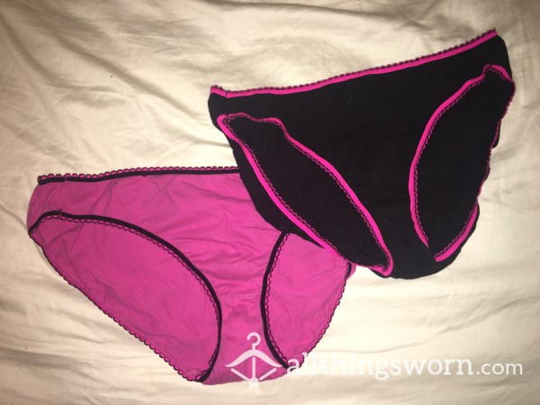 Black And Pink - 2 Pair Fullback Panties