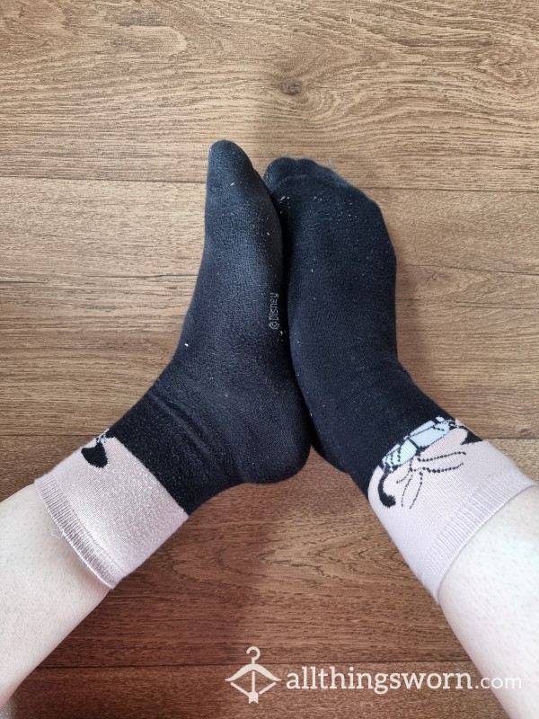 Black And Pink Cotton Disney Socks