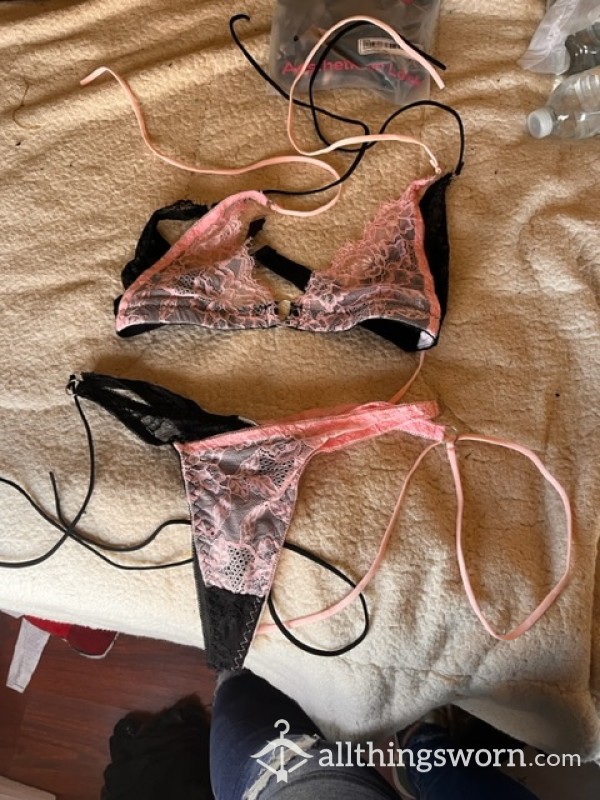 Black And Pink Lace Lingerie