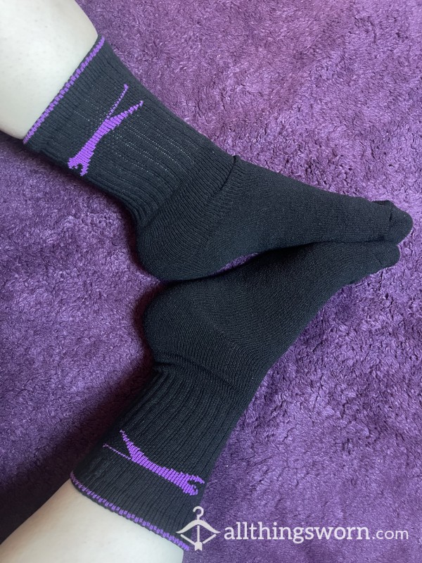 Black And Purple Workout Socks
