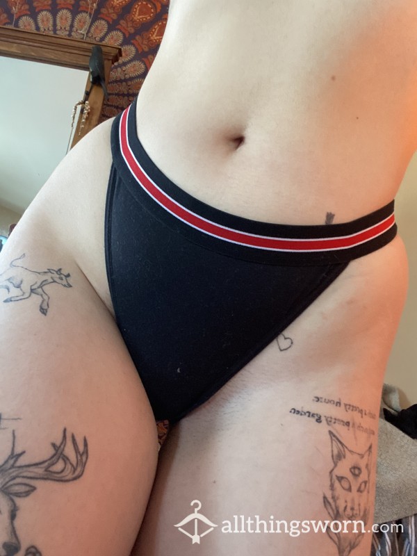 Black And Red Cotton Thong // 24hr Wear + Pics