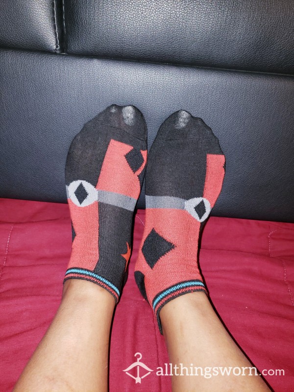 Black And Red Harley Quinn Ankle Socks