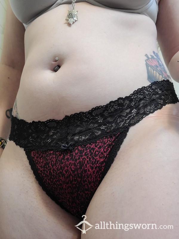 Black And Red Lacey Thong