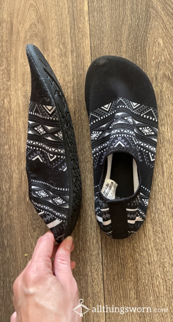 Black And White Boho Barefoot Shoes