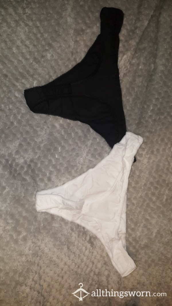 Black And White Cotton Thongs