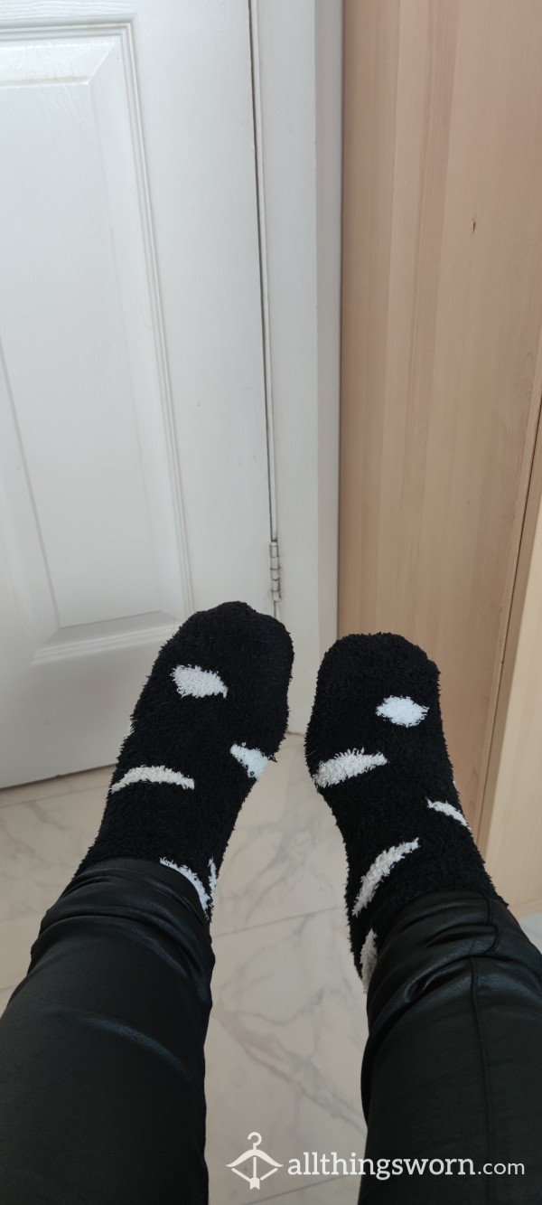 Black And White Fluffy Smelly Socks