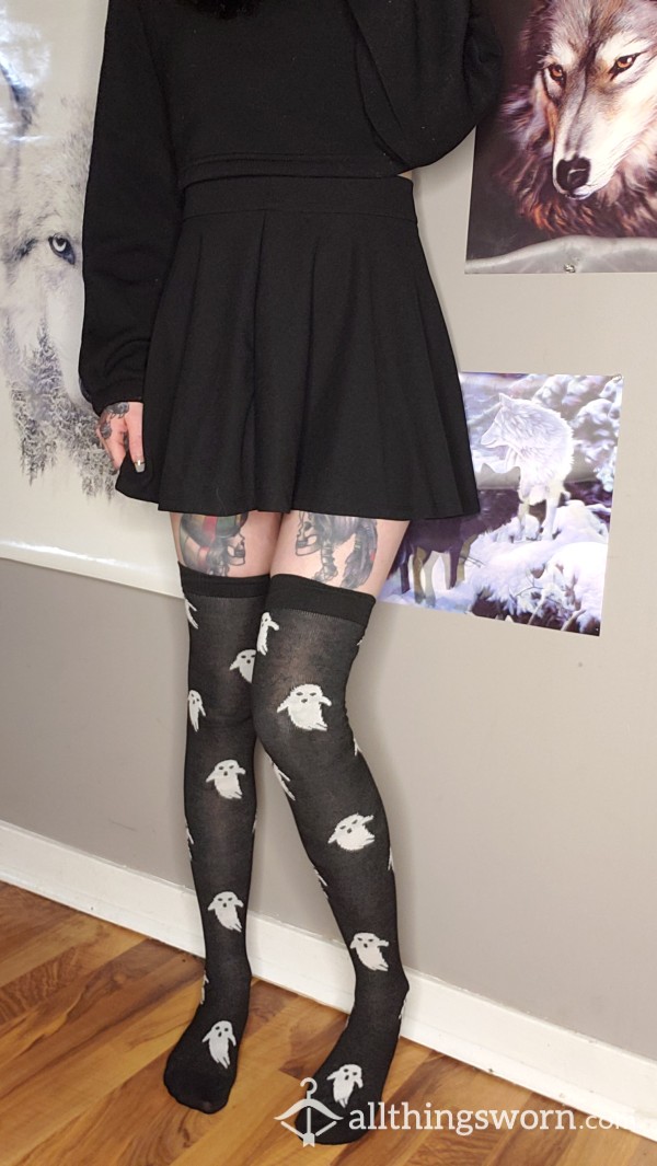 Black And White Ghost Thigh Highs