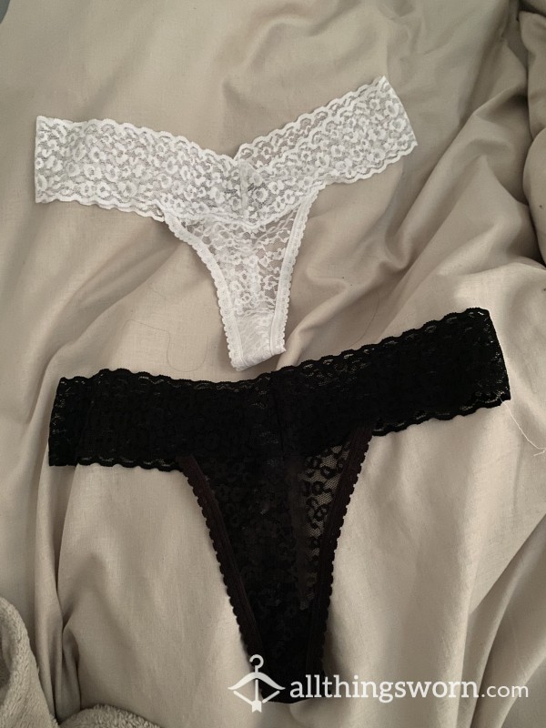 Black And White Lace Thongs