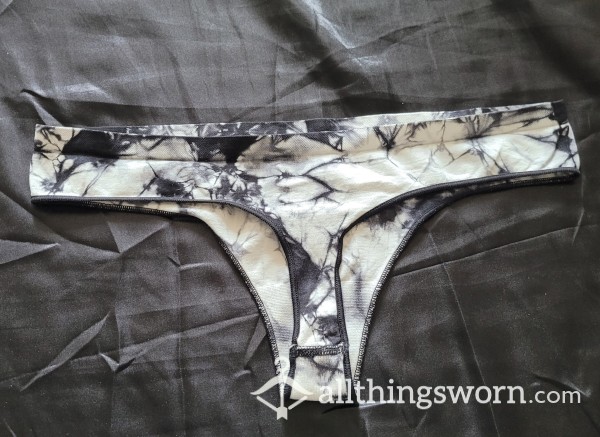 Black And White Marble Design Thong
