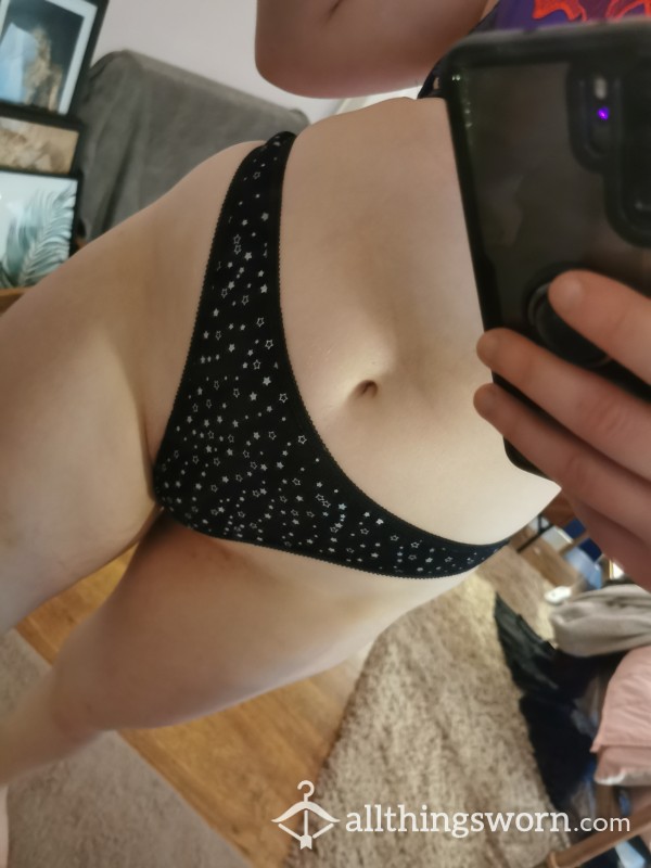 Black And White Starry Cotton Thong