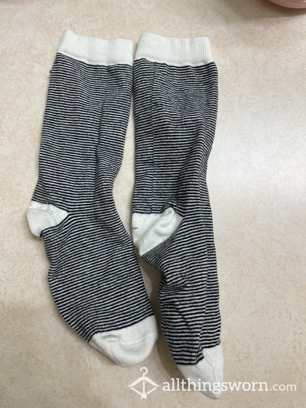 Black And White Stripe Trouser Socks