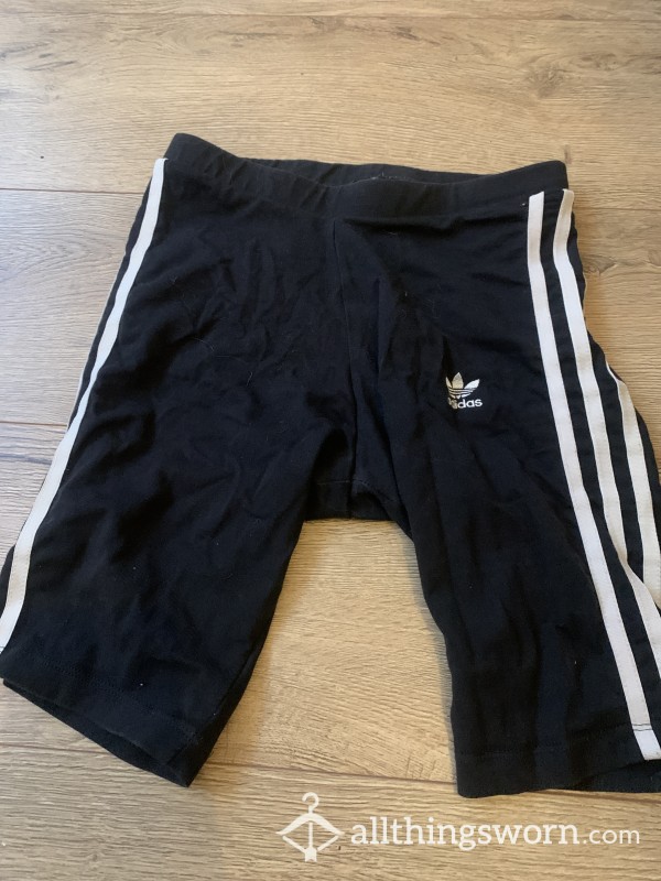 Black And White Striped Adidas Cycling Shorts