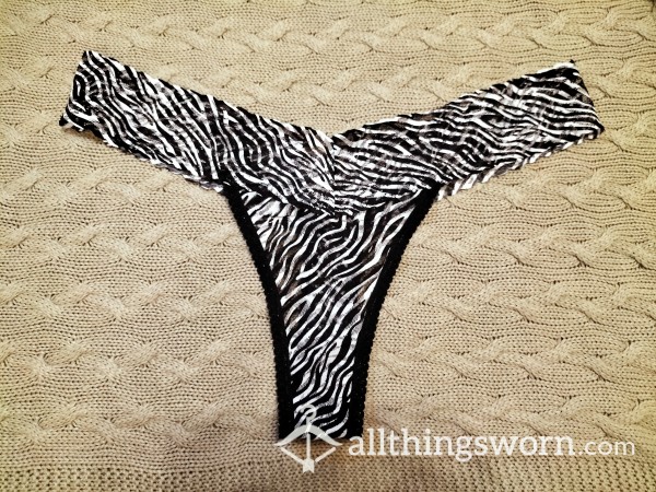 Black And White Zebra Lace Thong
