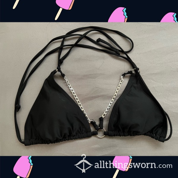 Black Bikini Top With Chains