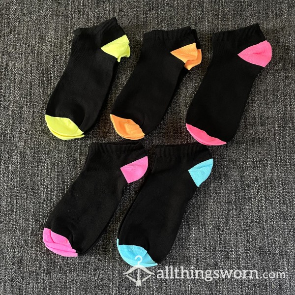 Black / Bright Coloured Ankle Socks (ON SALE)