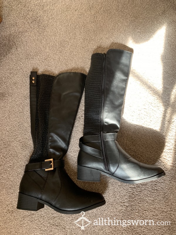 Black Buckle Knee High Boots Used