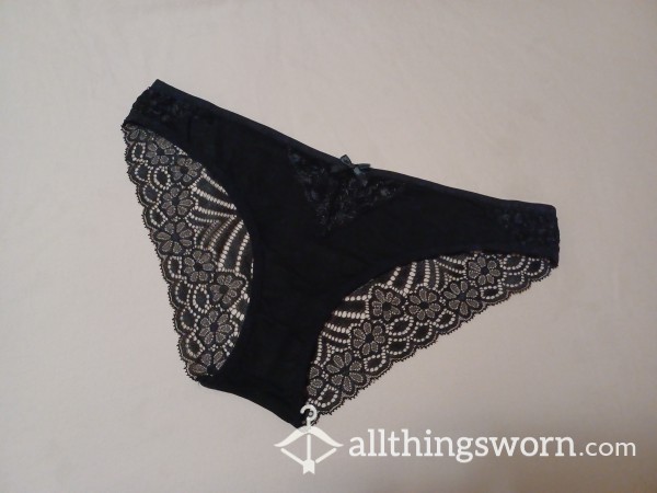 Black Cotton And Lace Panty 36 Hr Wear