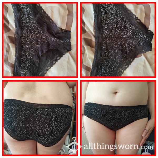 Black Cotton And White Spots Knickers