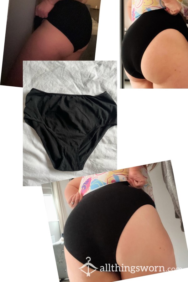 Black Cotton High Wasted Panties