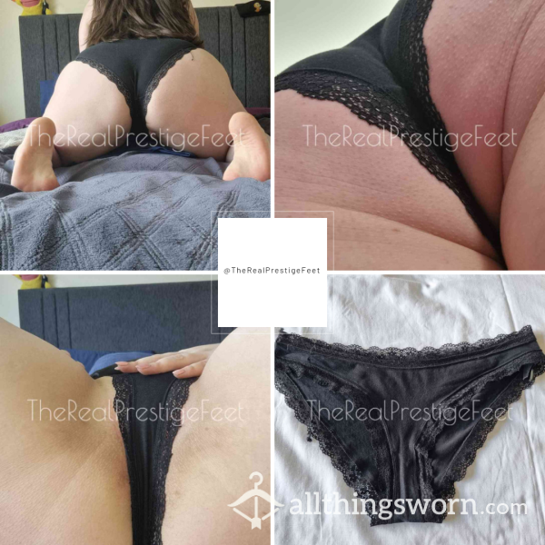Black Cotton Knickers With Lace Trim | Size 12-14 | Standard Wear 48hrs | Includes Pics | See Listing Photos For More Info - From £16.00