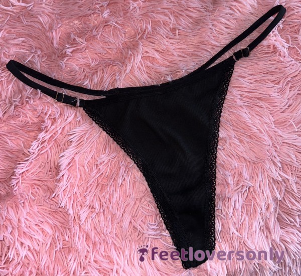 Black Cotton Thong With Gusset 🖤