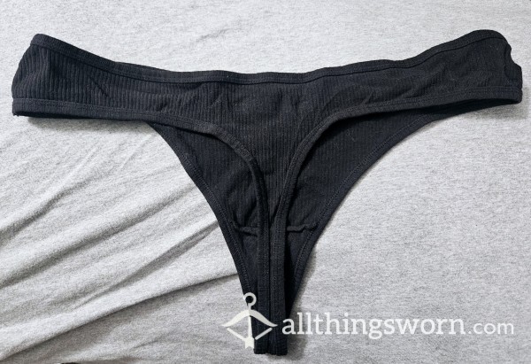 Black Cotton Thongs