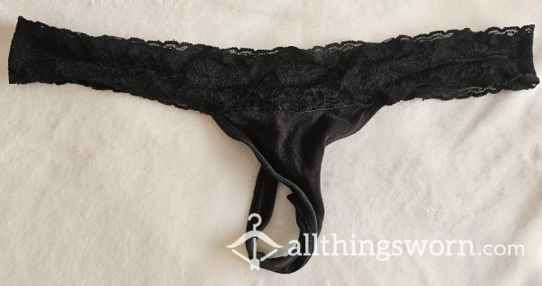 Black Cotton VS Thong With Black Lace Trim (Owned 13 Years And Worn When I Was Stripping)