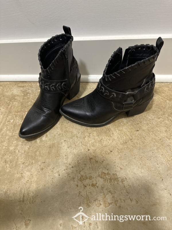 Black Cowgirl Ankle Boots