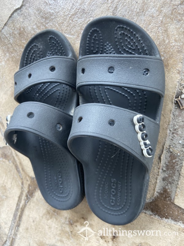 Black Croc Sandals