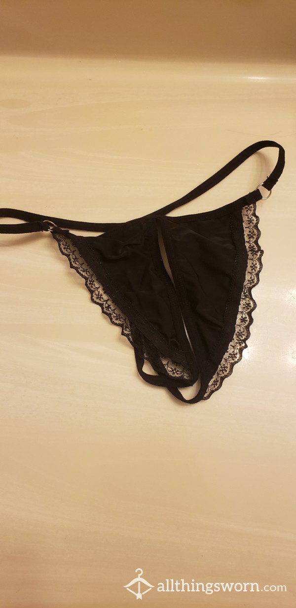 Black Cute Lacy Thong
