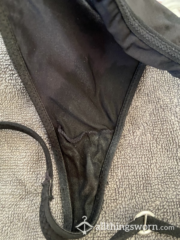 Black Diamond Thong Soaked In Pussy Juice