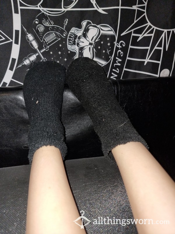 Black Dirty Fluffy Worn Socks