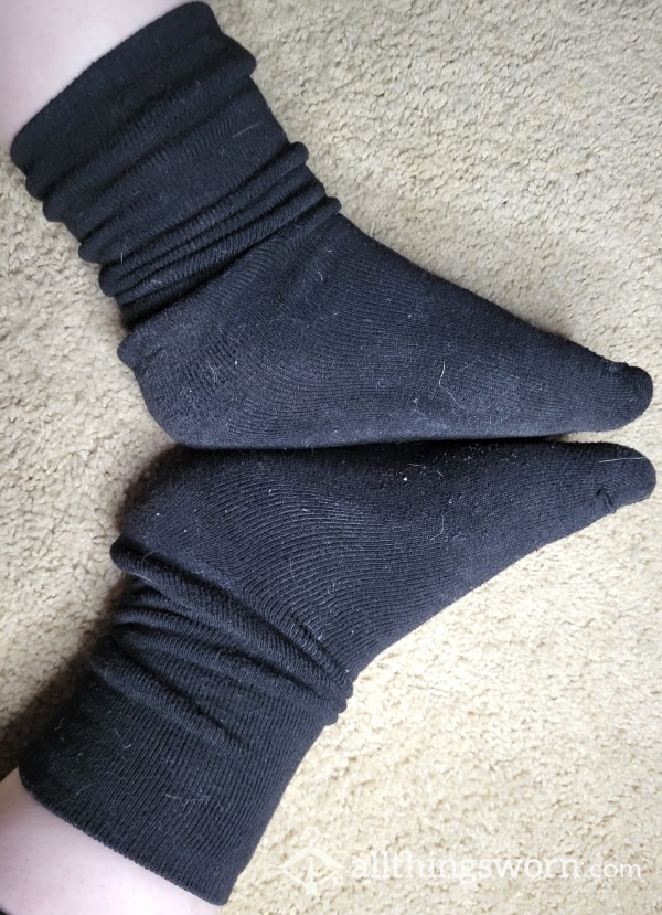 Black Dirty Long Ankle Socks