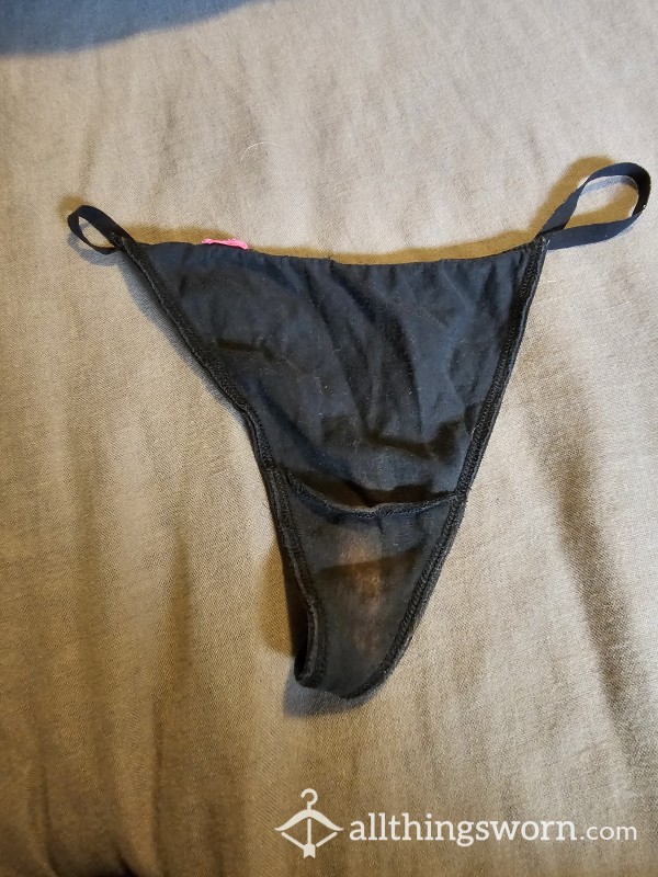 Black Discolored Gstring Well Worn
