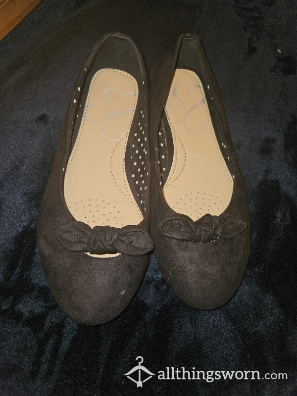 Black Flat Doll Shoes UK Size 6