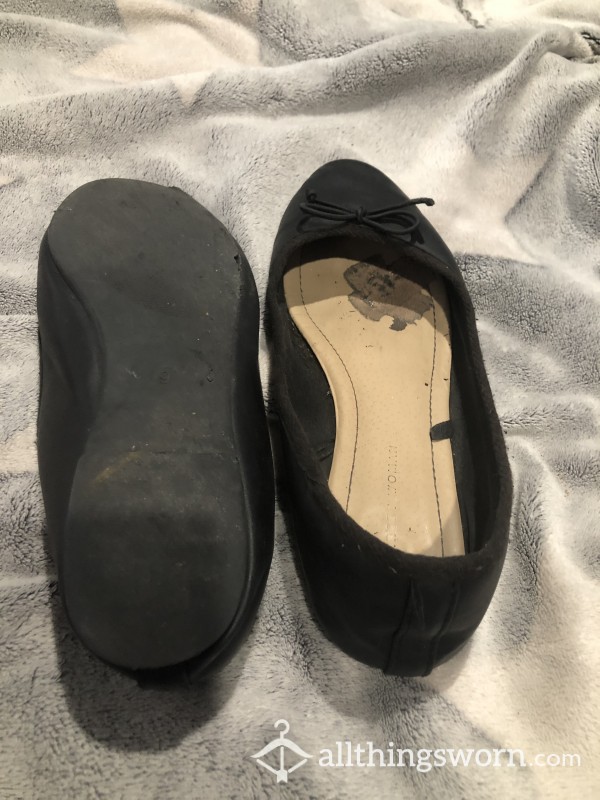 Black Flats. Very Well Worn, Very Smelly.SIZE 9 ON HOLD