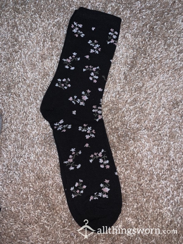 Black Floral Socks