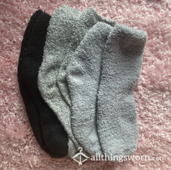 🖤🩶 Fluffy Bed Socks  ♡ Pick A Colour ♡ 48hr Wear ♡ + 1 Min Video