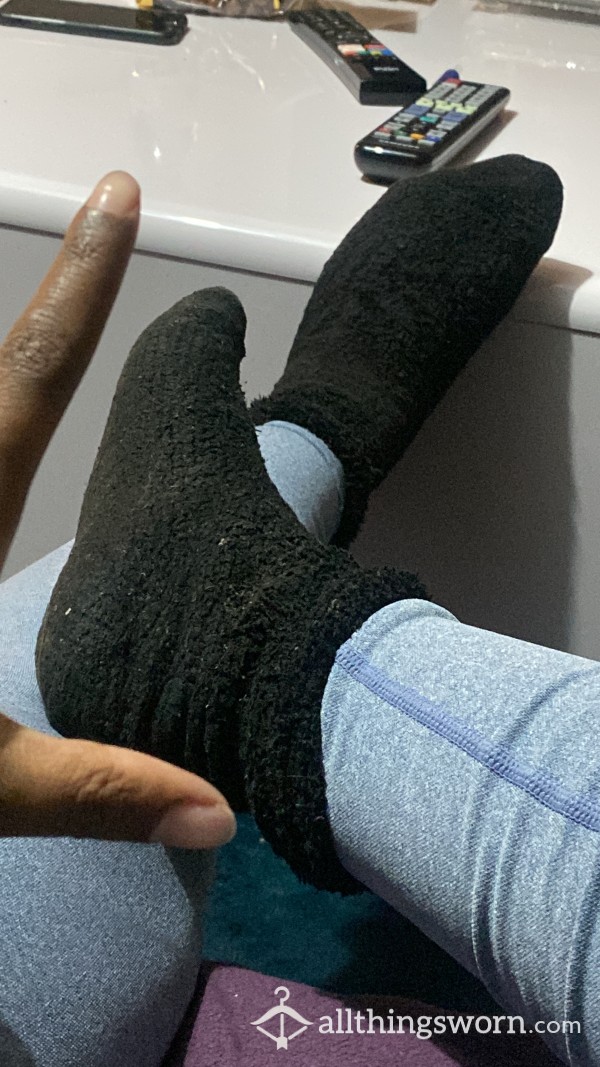 Black Fluffy Slipper Socks