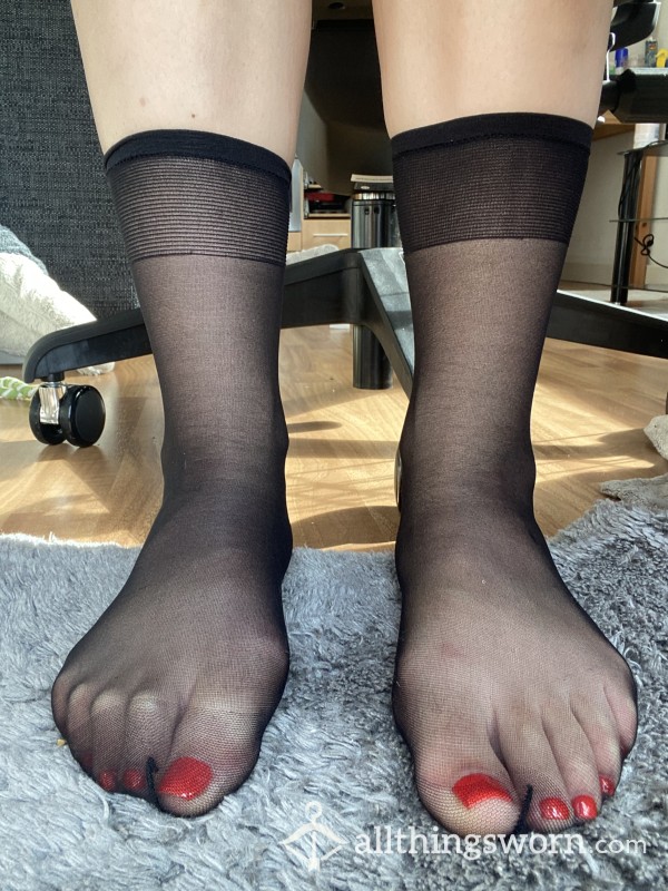 Black Glossy Ankle High Socks 🖤