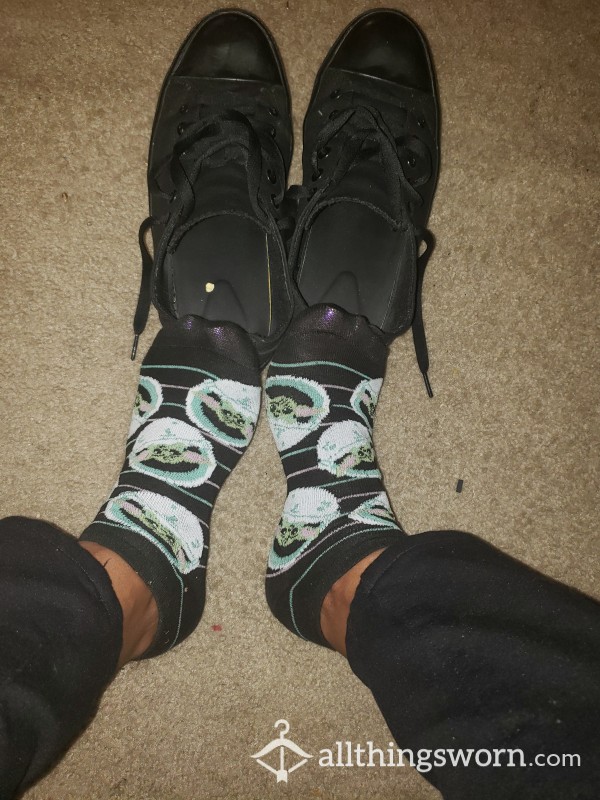 Black Gogru (Baby Yoda) Ankle Socks (120hr Wear)