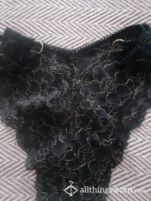 Black Gold Panties With Cotton Gusset