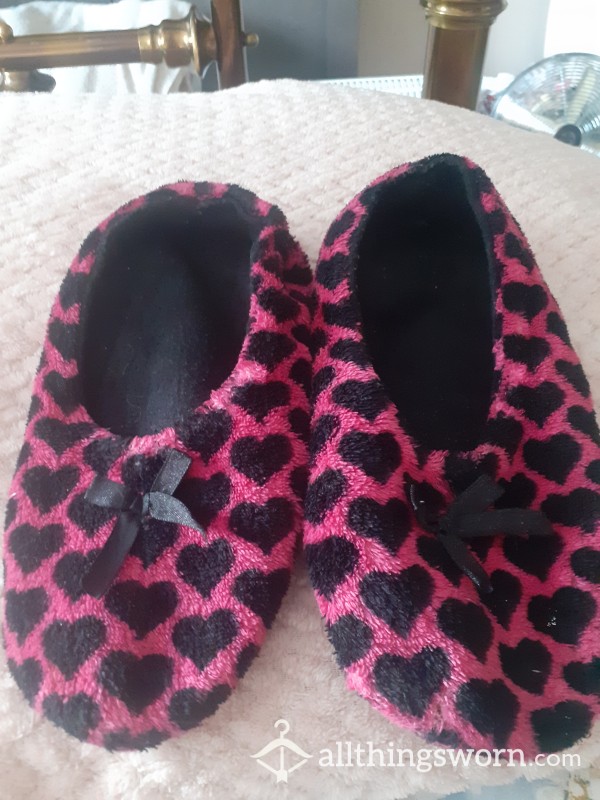 Black Hearts Slippers Very Trashed And Smelly