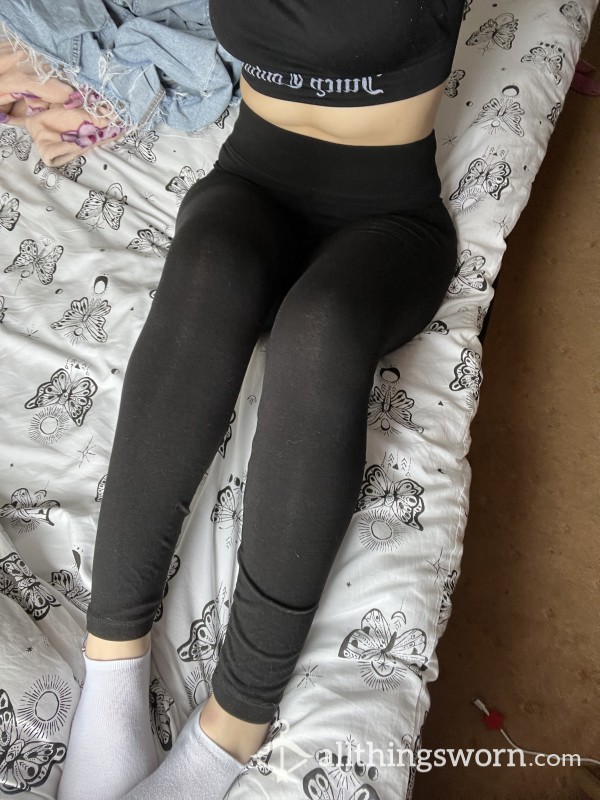 Black High Waisted M&S Leggings 😋👖 Super Tight And Very Well Worn 😅 Come And Sniff My Scent And See Why It’s So Addictive 🤤😏🤪🤪🤪 SIZE 12