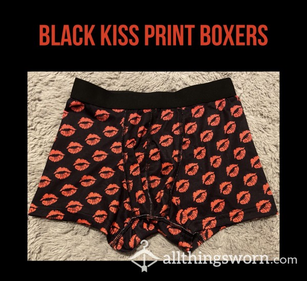 *reduced* Black Kiss Print Boxers💋
