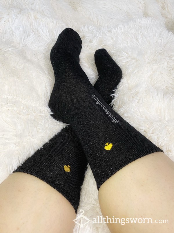 Black Knee High Kate Spade Sparkle Socks In Sexy Asian Feet - Made To Order