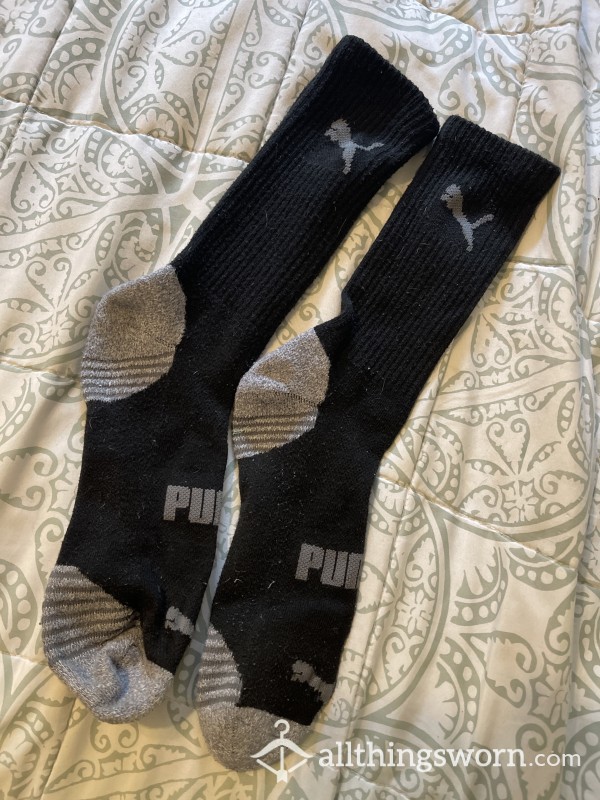 Black Knee High Puma Socks